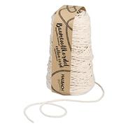 Halbach Seidenbänder Cordón de algodón Reciclado | Ancho 2 mm Longitud 150 Metros | Hilo de algodón sostenible para macramé o Manualidades | Color: Natural