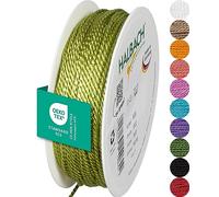 Halbach Seidenbänder Cordón de satén, Ancho de 2 mm, Longitud de 50 m, para Decorar Regalos, cordón Brillante de Acetato, cordón Decorativo para Manualidades, Color: Verde