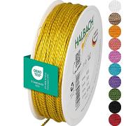 Halbach Seidenbänder Cordón Premium (Amarillo), Ancho de 2 mm, Longitud 50 m, Fabricado en Alemania y Certificado Öko-Tex, cordón de satén Brillante de Acetato