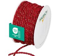 Halbach Seidenbänder Cordón Premium Bicolor | Ancho 4 mm Largo 25 m | Fabricado en Alemania y Certificado Öko-Tex | cordón de satén Brillante de Acetato | Color: Rojo/Dorado