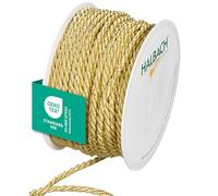 Halbach Seidenbänder Cordón Premium Bicolor | Ancho 4 mm Largo 25 m | Fabricado en Alemania y Certificado Öko-Tex | cordón de satén Brillante de Acetato | Color: Amarillo Miel/Oro