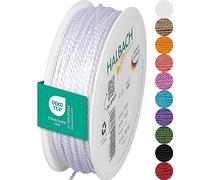 Halbach Seidenbänder Cordón Premium (Blanco) | Ancho 2 mm Longitud 50 m | Fabricado en Alemania & Certificado Öko-Tex | Cordón de satén Brillante de Acetato