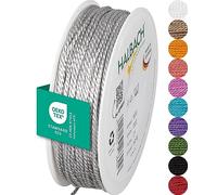 Halbach Seidenbänder Cordón Premium (Gris Claro), Ancho 2 mm, Longitud 50 m, Fabricado en Alemania y Certificado Öko-Tex, cordón de satén Brillante de Acetato