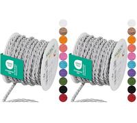 Halbach Seidenbänder Cordón Premium (Gris Claro), Ancho 6 mm, Longitud 10 m, Fabricado en Alemania y Certificado Öko-Tex, cordón de satén Brillante de Acetato (Paquete de 2)