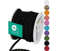 Halbach Seidenbänder Cordón Premium (Negro), Ancho 6 mm, Longitud 10 m, Fabricado en Alemania y Certificado Öko-Tex, cordón de satén Brillante de Acetato