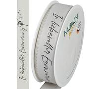 Halbach Seidenbänder Flor de luto, 25 mm x 18 m, elegante cinta de luto para eventos conmemorativos y para envolver regalos de luto, color: gris claro/negro