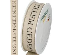 Halbach Seidenbänder Flor de luto, 25 mm x 18 m, elegante cinta de luto para eventos conmemorativos y para envolver regalos de luto, color: lino/negro