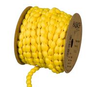 Halbach Seidenbänder Ribete de pompones, ancho 8 mm, longitud 15 m, cinta con pompones como guirnalda de pompones, decoración de boda, fiesta de jardín, color: amarillo
