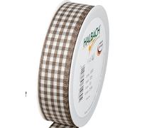 Halbach Seidenbänder Vichy - Cinta para envolver regalos (25 mm), color marrón oscuro