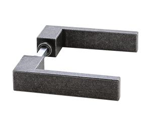 HALCÖ 0101.196.00.0.01.L+R Par de manillas Lech, Tiradores de puerta de hierro forjado VK 8/8,5/8 mm, ÖNORM, hierro galvanizado negro, plata