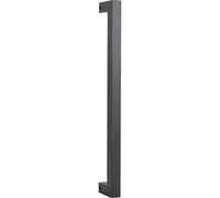 HALCÖ 0215.058.00.0.17.800 HT Tirador de puerta de 800 mm, mango de barra para puertas de madera y cristal, acero negro engrasado, plata