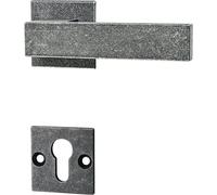 HALCÖ Lech - Juego de manillas para puerta (rosetón cuadrado PZ con muelle antiguo, herrajes para puertas TS 50 mm, hierro)