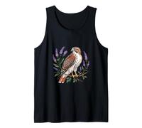 Halcón Cola Roja con Flores Lavanda Pájaro Naturaleza Arte Camiseta sin Mangas