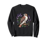 Halcón Cola Roja con Flores Lavanda Pájaro Naturaleza Arte Sudadera