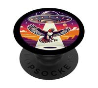 Halcón Pájaro Halcón Observación de aves secuestrado Nave espacial extraterrestre secuestro PopSockets PopGrip Adhesivo