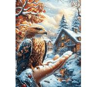Halcón posado en una Mano en el Bosque nevado Puzzle 500 Piezas Cartón Grueso para Adultos Y Adolescentes Vida Silvestre y Mascotas Relajación Concentración Alivio Estrés Idea De Regal
