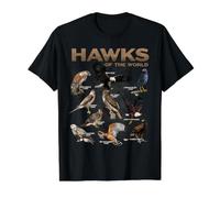 Halcones Animales del Mundo Educativo Aves Rapaces Birder Camiseta gráfica económica, Hombre, Negro, XL