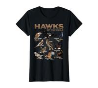 Halcones Animales del Mundo Educativo Aves Rapaces Birder Camiseta gráfica económica, Mujer, Negro, XL