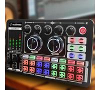 HALCONTORNO F999 Live Sound Board - Mezclador de audio con efectos, interfaz de audio para PC, Mac, iOS, Android, tarjeta de sonido, grabación de podcasting, luz LED, mezclador de DJ, placa de sonido,