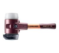 Halder - Martillo de goma, con soporte y carcasa de hierro maleable y mango de madera extra corto de, diámetro = 80 mm, mango extra corto