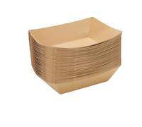 Halearo 50 Bandejas de Papel Kraft de 16 Oz para Comida, Ideales para Patatas Fritas, Nachos, Perritos Calientes, Barbacoa, Palomitas de Maíz, Adecuadas para Fiestas, Picnics