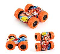 Halearo Coche Acrobático de Doble Cara de Inercia, Coche Todoterreno Resistente a Caídas para Niños, Juguete de Plástico Duradero en Rojo, Amarillo, Azul, Naranja - 7,5 X 7,5 X 3 Cm (Azul)