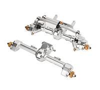 Halearo Conjunto de Eje Trasero Delantero RC, Actualización Resistente y Duradera para Aleación de Aluminio Axial SCX24 1/24 y Acero Endurecido, 2 Unidades (Plata)
