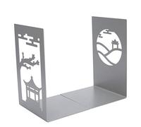 Halearo Divisor de Libros de Metal de Estilo Antiguo, Estantería Organizadora para Biblioteca Escolar, Barniz para Hornear de Hierro (Cenador + quiosco)