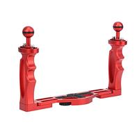Halearo - Estabilizador de doble mano para cámara deportiva subacuática, aleación de aluminio cómoda y duradera, 28 x 18 x 6 cm, 1 juego (rojo)