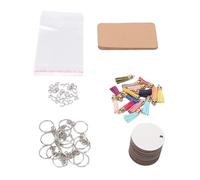 Halearo Juego Completo de Llaveros de Sublimación de MDF con Anillas y Borlas, Espacios en Blanco de Doble Cara Fáciles de Usar para Crear Llaveros únicos, Paquete de 15 para Artistas (Cuadrado)