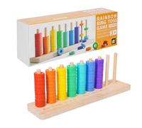 Halearo Juego de Clasificación de Anillos Apilables de Madera de 7 Colores para Niños Pequeños con Base de Madera Maciza y Secuenciación de Clasificación de Conteo de Pintura a Base de (1 Pieza)