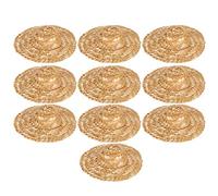 Halearo Mini Sombreros de Paja para Muñecas, Decoraciones sin Terminar para Manualidades, Proyectos de Artesanía Infantil, 10 Uds.