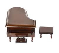 Halearo Modelo de Piano en Miniatura, Réplica de Instrumento Musical Elegante con Caja de Música con Melodía para Casa de Muñecas, Modelo de Casa Marrón 4,3 X 5,5 X ,4 Pulgadas