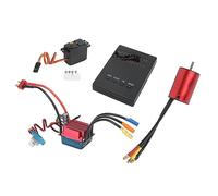 Halearo Motor sin Escobillas 3800KV S35A ESC Combo con Tarjeta de Programación Servo de Engranaje de Metal para Coche RC 1/14 1/16 Juego de Aluminio Rojo