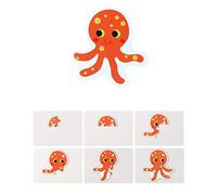 Halearo - Puzzle de animales de dibujos animados 6 en 1, juguete para niños, desarrollo educativo, regalo divertido, madera ecológica, 19,5 x 4 x 19,5 cm (colorido1)