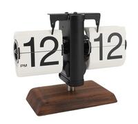 Halearo Reloj de mesa mecánico con vibración estilo retro Flip automático para sala estudio dormitorio acero inoxidable 304 PVC 1 unidad (Página blanca marco negro)