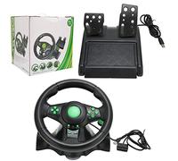 Halearo Volante Sim Racing con Respuesta de Vibración y Pedales con Resorte, Rotación de 180 Grados para PC