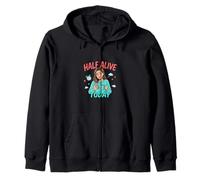 Half Alive Today, Divertido diseño de Humor Cansado Sudadera con Capucha