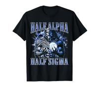 Half Alpha Half Sigma Wolf Divertido gráfico hilarante de Bota Camiseta