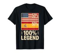 Half American Spanish Roots Spain America 100% Legend Camiseta
