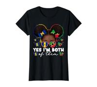Half Bajan, Saint Kittitian, Barbados, Bandera nevisiana para niños y niñas Camiseta gráfica económica, Mujer, Negro, S