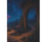 Half Blank Half Lined Journal - Desert Moon Garden: A guided creative space for writing, sketching, and reflection.