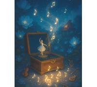 Half Blank Half Lined Notebook - Music Box Garden Design: Notebook with top blank and bottom lined layout on every page