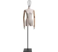 Half Body Female Mannequins With Metal Head, Adjustable Height: 140-175cm, Detachable Flexible Arms Manikin For Dress Form Clothing Display(Black Stand)