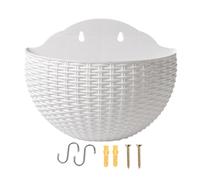 Half Circle Planter - Rustic Faux Rattan Basket, Wall Hanging Flower Pot