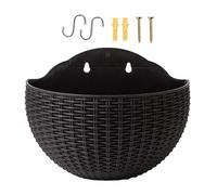 Half Circle Planter - Rustic Faux Rattan Basket, Wall Hanging Flower Pot