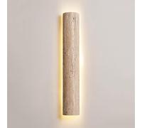 Half Cylinder LED Yellow Travertine Lamp Long Stone Mount Light Fixture, Retro Wall Lights 3000K Hardwired Sconces for Hallway Living Room Bedroom