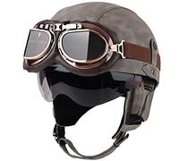 Half-Helmet Casco Semi Cubierto para Motocicleta de Estilo Retro, Cara Abierta, Homologado DOT/ECE Alemán de la Segunda Guerra Mundial