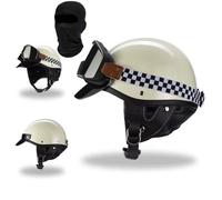 Half Helmet Motorcycle, Dot/ECE Approved,Retro Open Face Helmet with Goggles and Adjustable Quick Release Buckle,for Bicycle Cruiser Scooter Men Women(Beige,L(57~59cm))