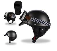Half Helmet Motorcycle, Dot/ECE Approved,Retro Open Face Helmet with Goggles and Adjustable Quick Release Buckle,for Bicycle Cruiser Scooter Men Women(Silver Gray,XL(60~61cm))